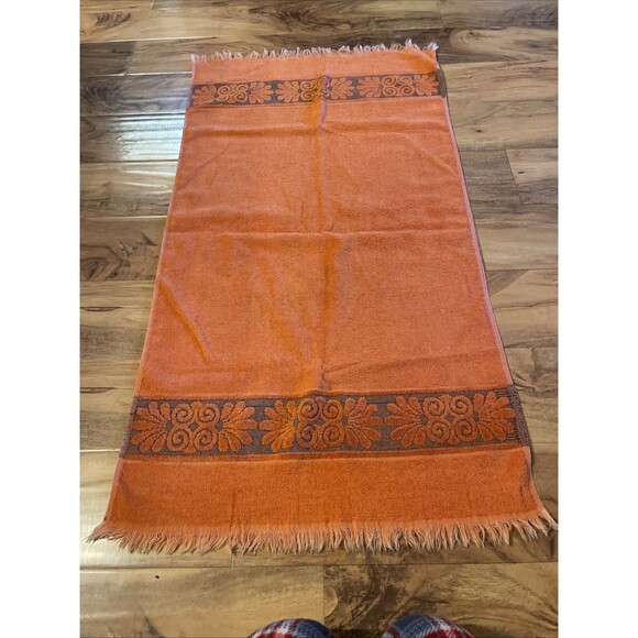 Vtg Cannon Monticello Santa Cruz Towel Cloth Set Burnt Orange Sculpted Fringe 4 - Picture 9 of 11